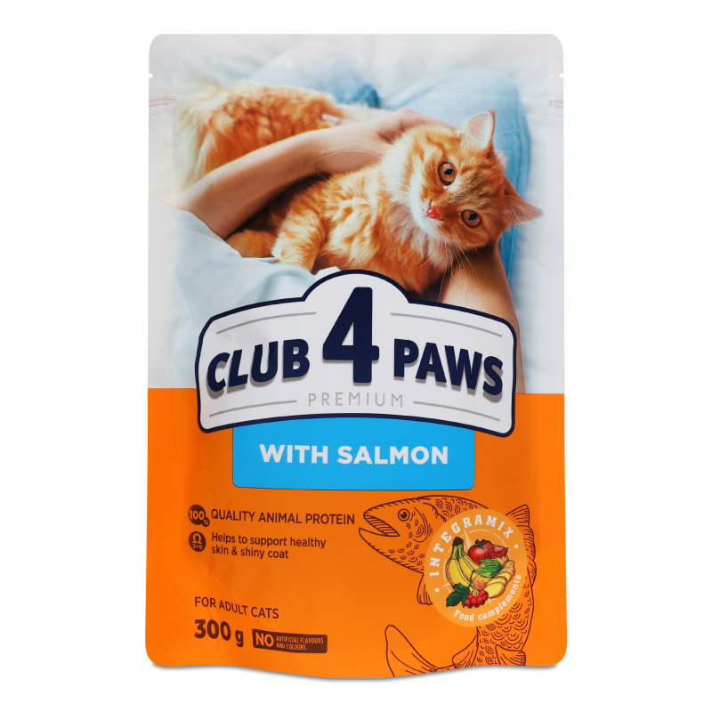Корм д/дорослих котів Premium з лососем сухий 300г Club 4 Paws