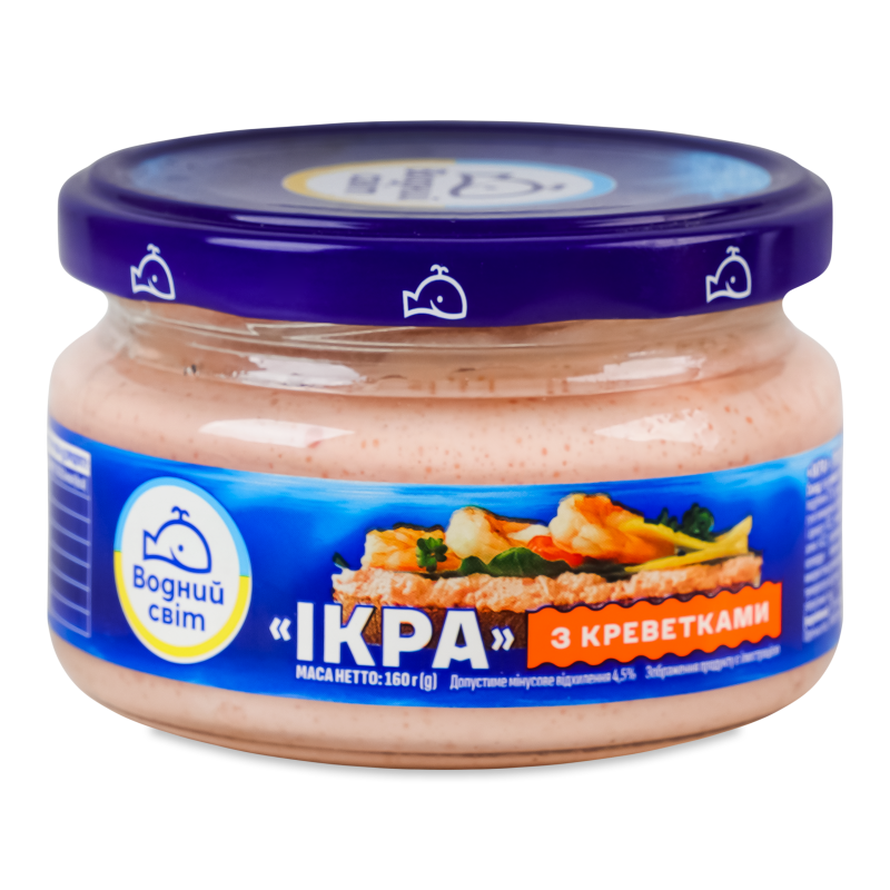 Ікра мойви з креветками 160г скло Водний світ