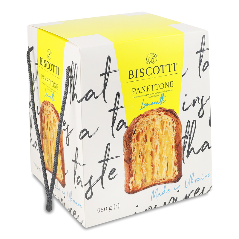 Виріб хлібобулочний здобний Панетоне з лимонною начинкою 0,95кг коробка Biscotti