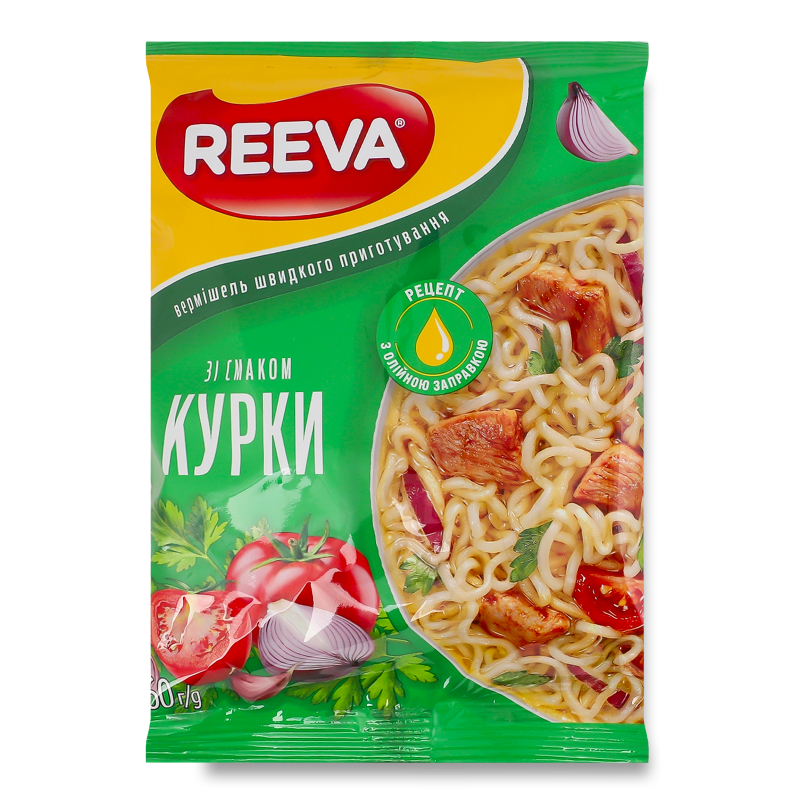 Вермішель швидкого приготування з cмаком курки 60г Reeva