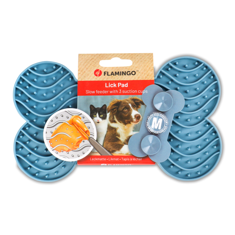 Килимок д/лизання ласощів Yummee силікон на присосках блакитний 21,8см 522920 Flamingo