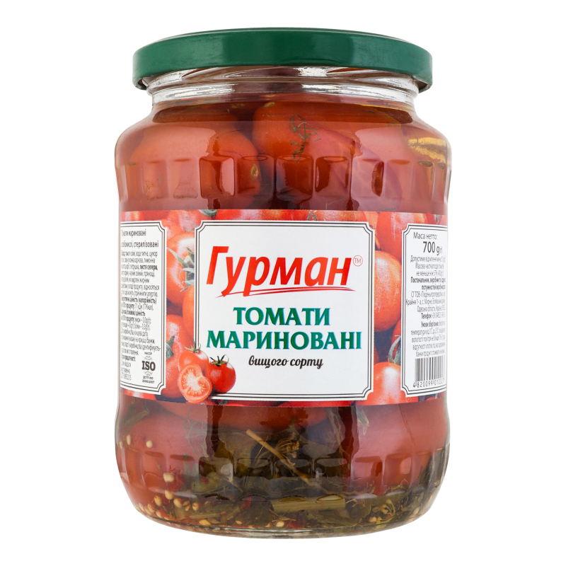 Томати мариновані слабокислі Гурман c/б