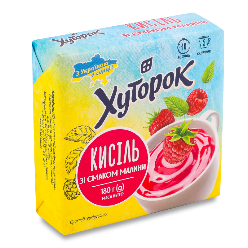 Кисіль з смаком малини 180г брикет Хуторок