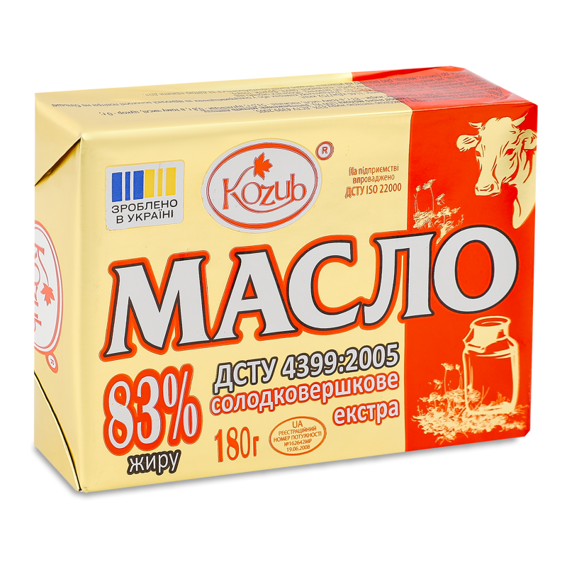 Масло Екстра солодковершкове 83% 180г Козуб продукт