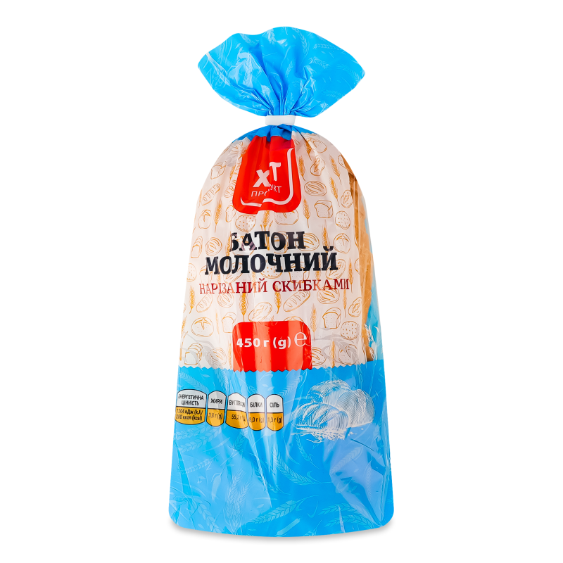 Батон Молочний нарізаний скибками 450г плівка Хіт Продукт