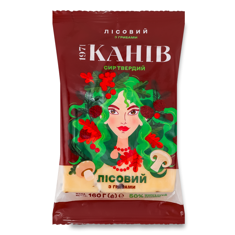 Сир Лісовий з грибами 50% 160г Канів 1971