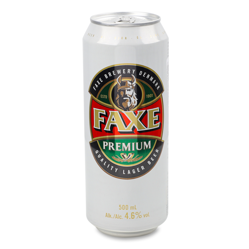 Пиво Premium світле 4,6% 0,5л ж/б Faxe