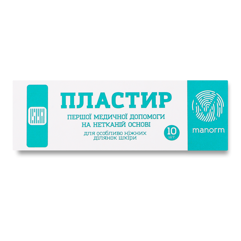 Пластир першої медичної допомоги на нетканій основі 19*72мм 10шт Манорм