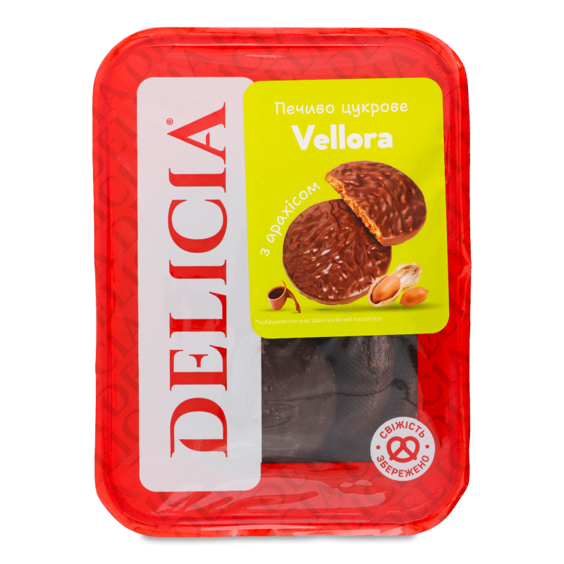 Печиво цукрове Vellora з арахісом 300г Delicia