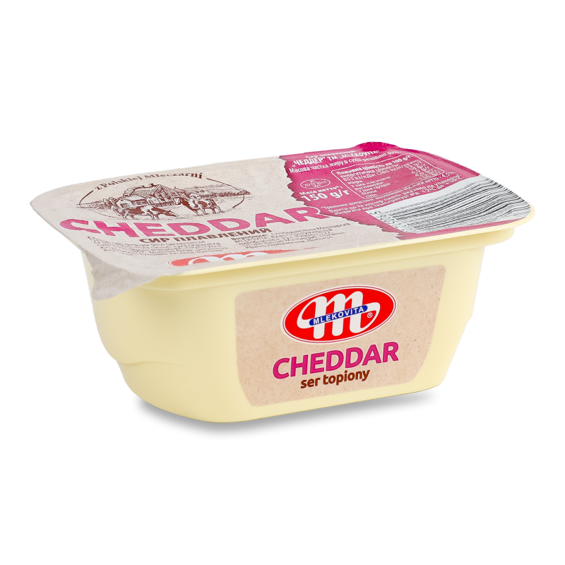 Сир плавлений Cheddar 25% 150г ванночка Mlekovita