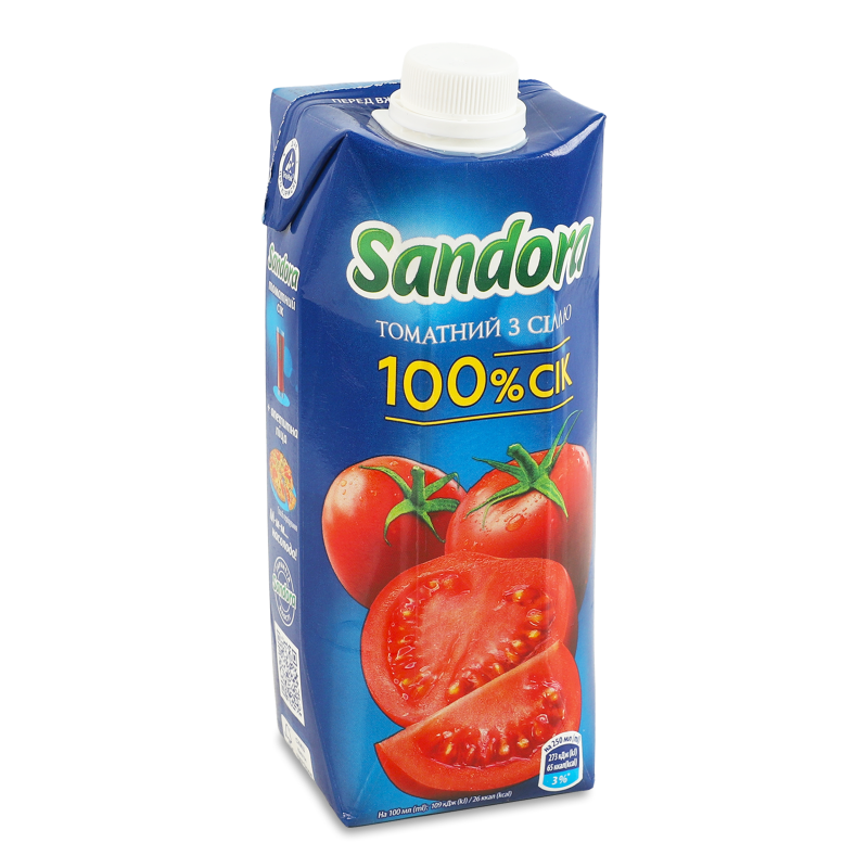 Сік томатний з м’якоттю 500мл призма Sandora