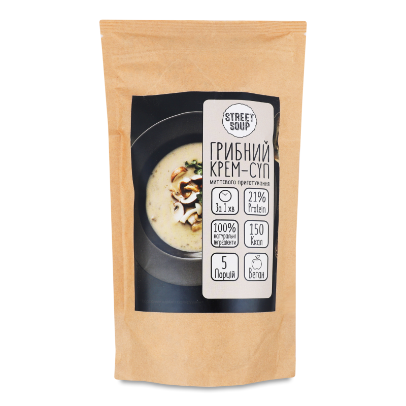 Крем-суп швидкого приготування грибний 250г д/п Стріт суп