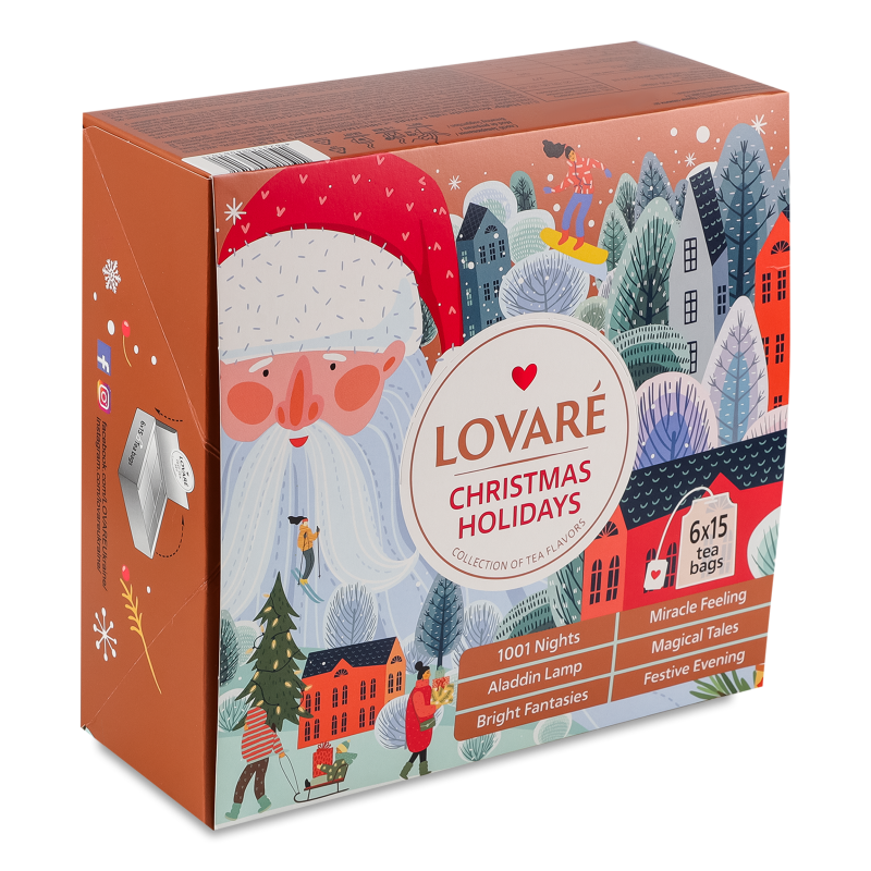 Набір Колекція чаїв Christmas holidays 6видів 90пакетів Lovare