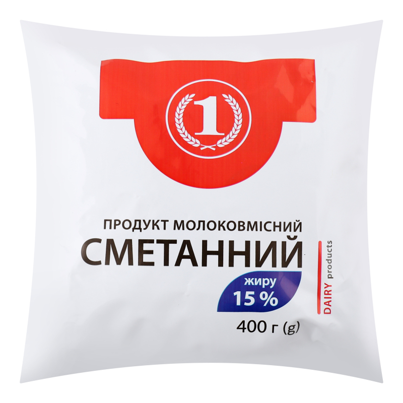 Продукт сметанний 15% молоковмісний ТМ "1" м/у