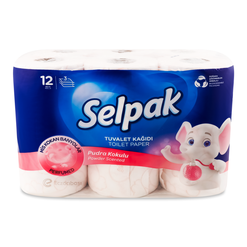 Папір туалетний Perfumed з ароматом пудри 3шари 12шт Selpak