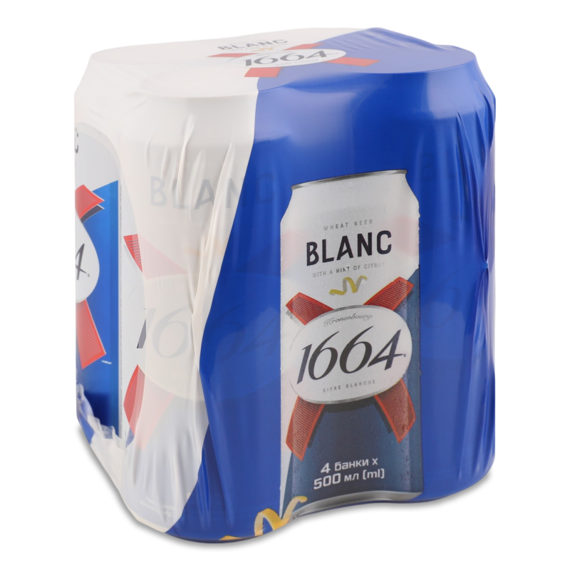 Пиво Blanc світле 4,8% 4*0,5л ж/б Kronenbourg 1664