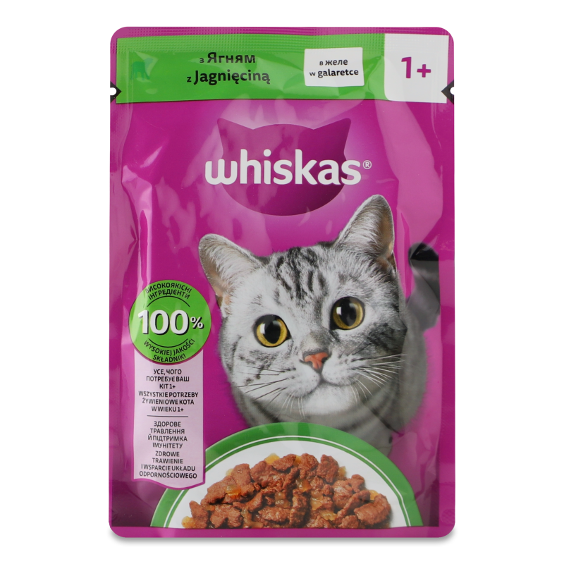 Корм д/дорослих котів з ягням в желе 85г пауч Whiskas