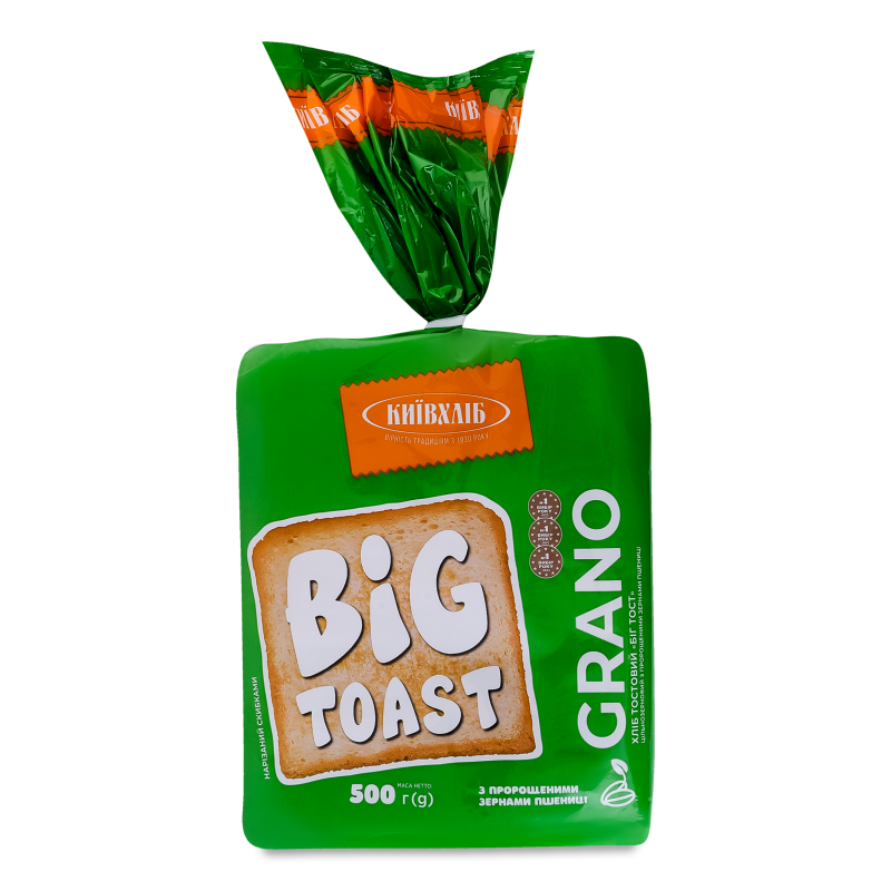 Хліб Біг тост Grano нарізаний скибками 500г плівка Київхліб
