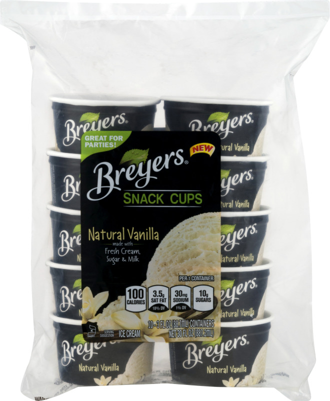 Breyers Snack Cup Ice Cream Natural Vanilla 10 CT Breyers(77567603005