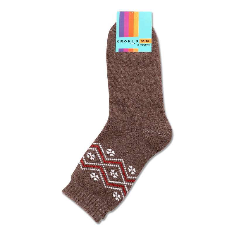 Шкарпетки жіночі Традиція у візерунку махрові високі р.36-40 Krokus