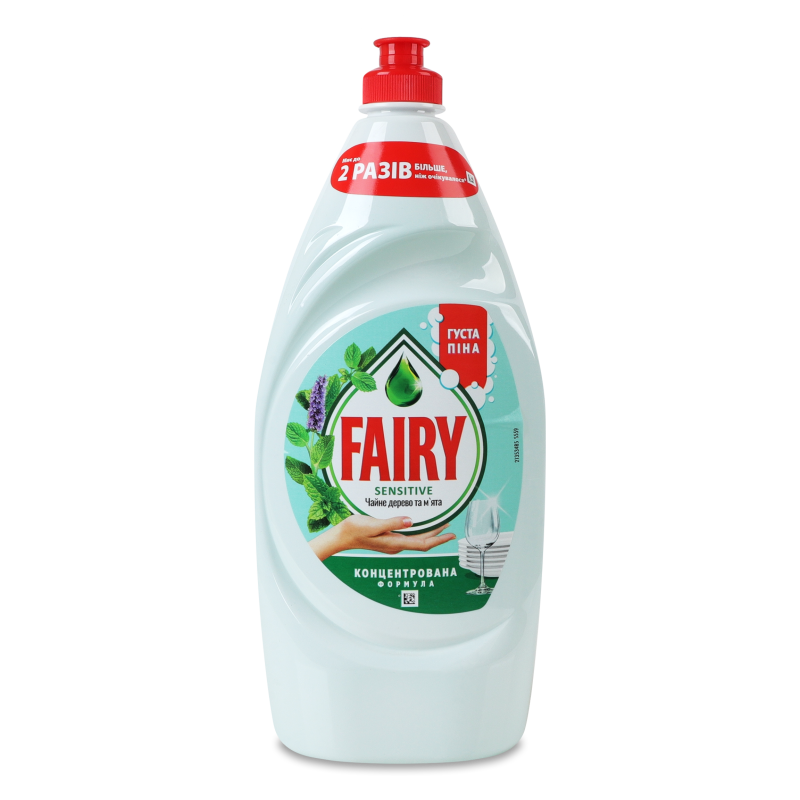 Засіб д/миття посуду Sensitive Чайне дерево та м’ята 900мл Fairy