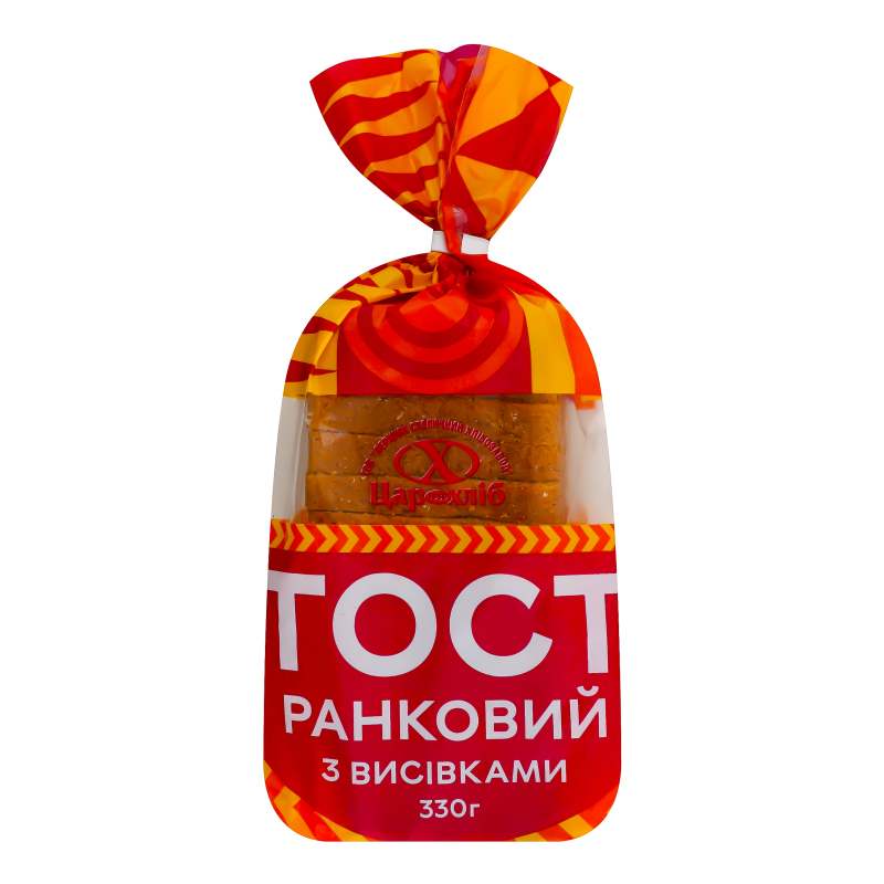 Хліб нарізаний Тост ранковий з висівками Цар хліб м/у