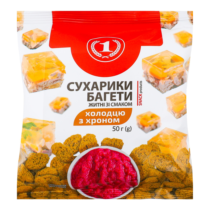 Сухарики житні зі смаком холодцю з хроном Багети ТМ "1" м/у
