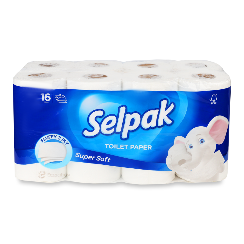 Папiр туалетний білий 3шари 16шт Селпак