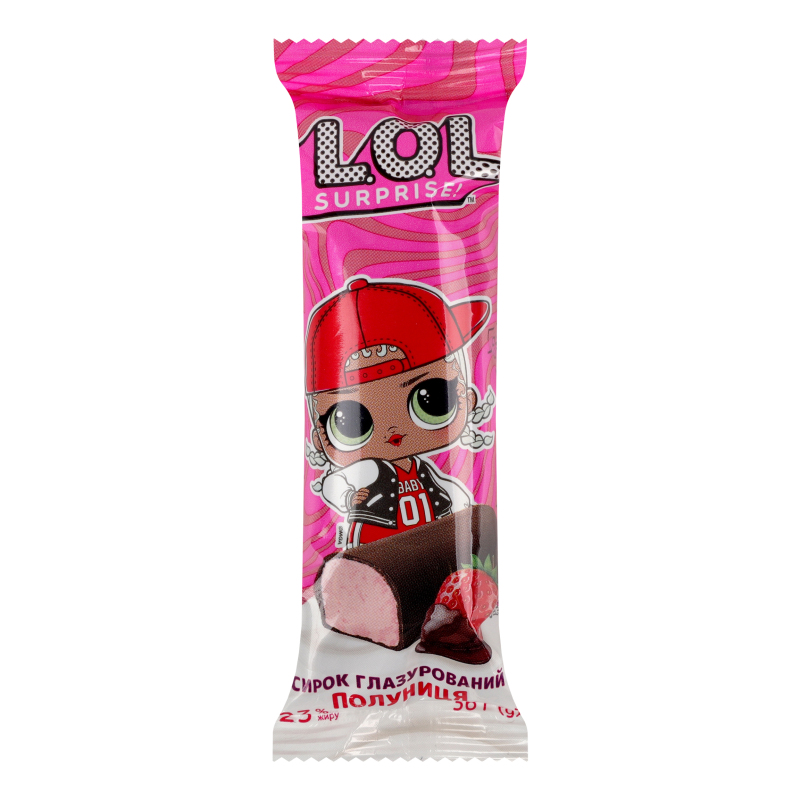 Сирок глазурований 23% з наповнювачем Полуниця L.O.L. Surprise! м/у