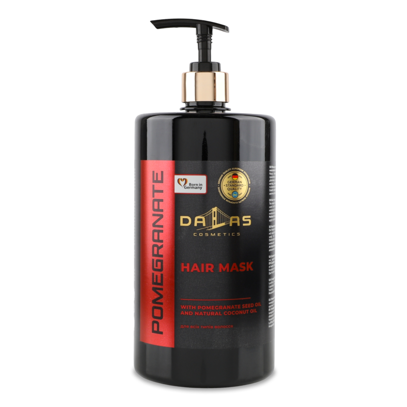Маска д/волосся Помегранат з олією гранатових кісточок та натуральною кокосовою олією 900мл з дозатором Далас