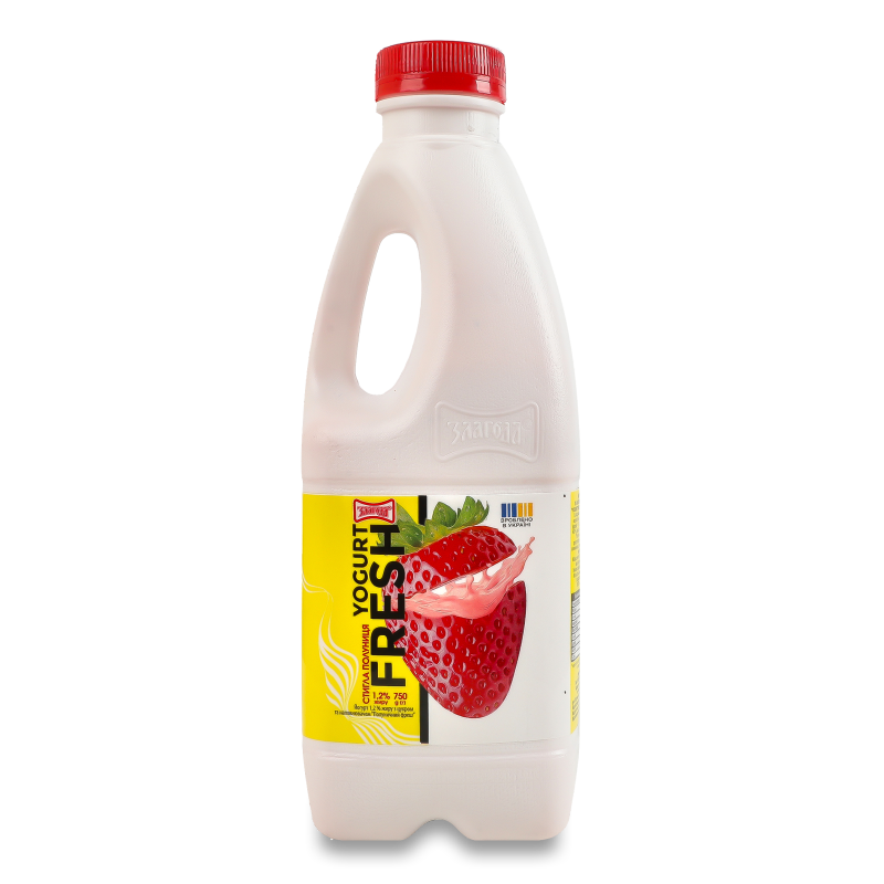 Йогурт питний Yogurt Fresh Стигла полуниця 1,2 % 750г пет Злагода