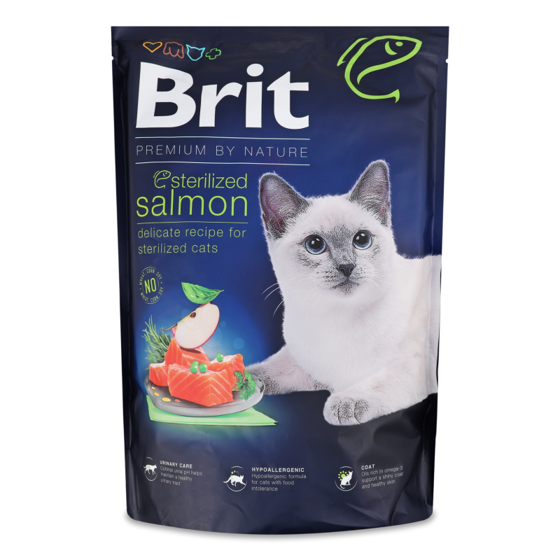 Корм д/стерилізованих котів Бай Нейче з лососем сухий 1,5кг Бріт Преміум