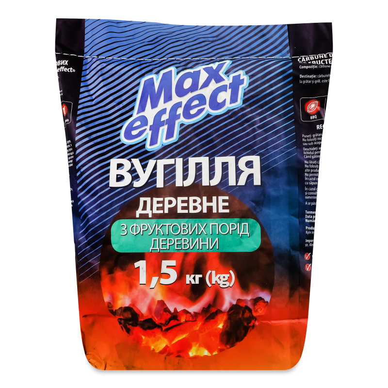 Вугілля деревне з фруктових порід деревини 1,5кг Max effect