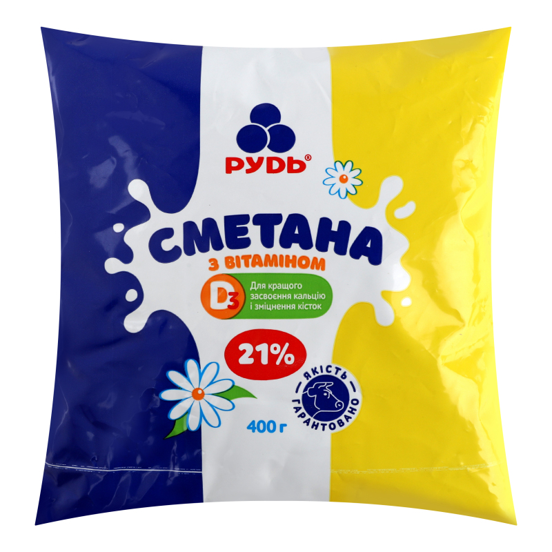 Сметана 21% з вітаміном D3 Рудь м/у
