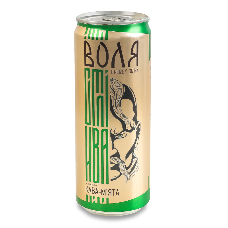 Напій енергетичний безалкогольний Воля з смаком Кава-М’ята слабогазований 0,33л ж/б Моршинська