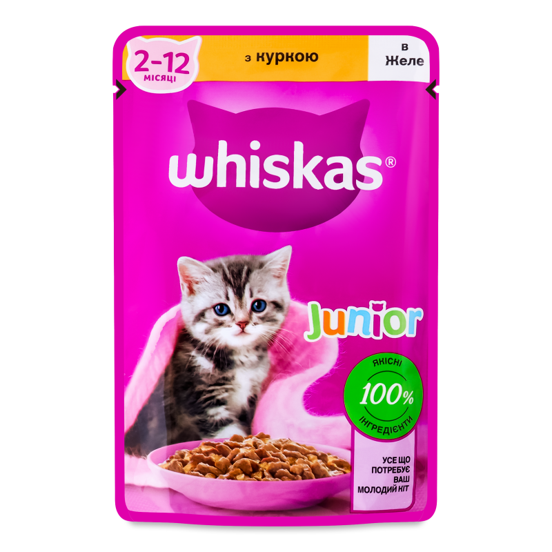 Корм д/кошенят Junior з куркою в желе 85г пауч Whiskas