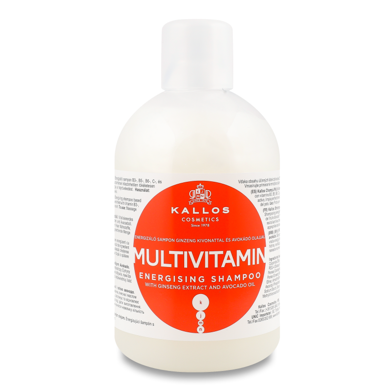 Шампунь д/волосся енергетичний мультивітамінний з екстрактом женьшеню та маслом авокадо 1000мл Каллос
