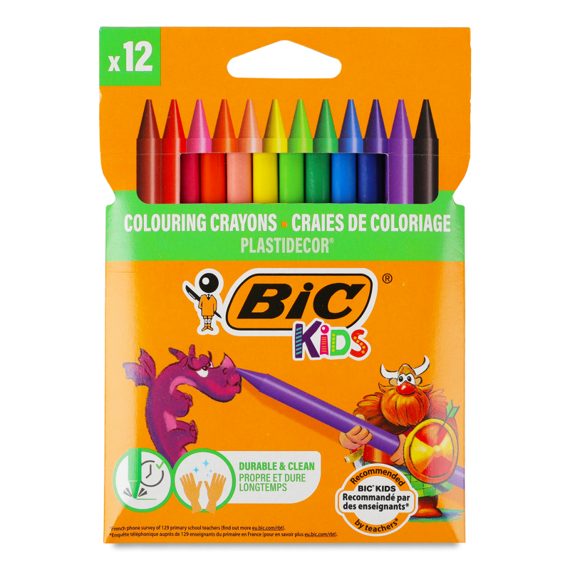 Крейда воскова Plastidecor кольорова 12шт BiC Kids