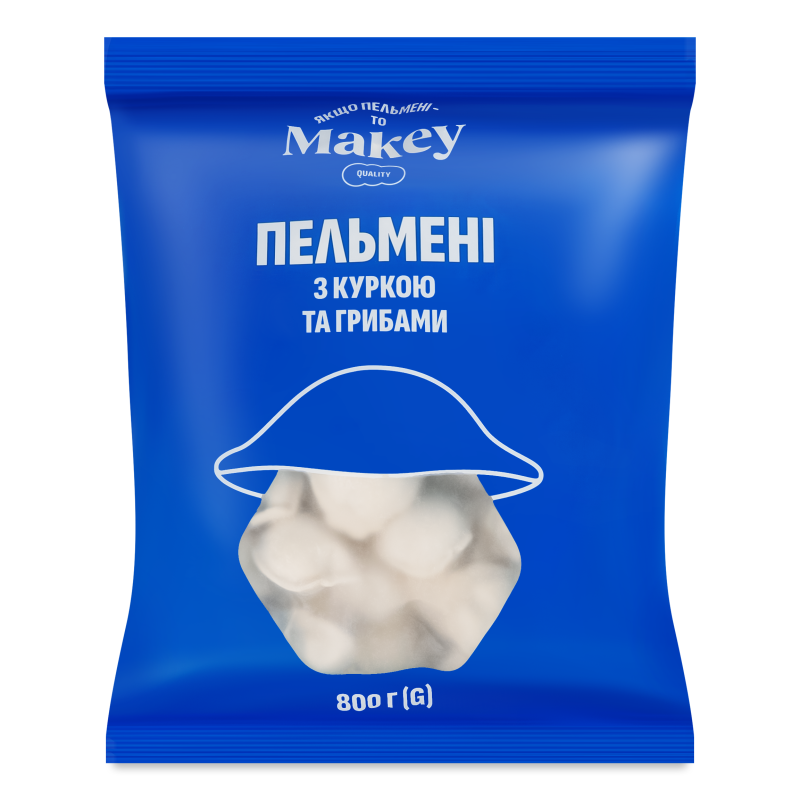 Пельмені з куркою та грибами 800г Makey