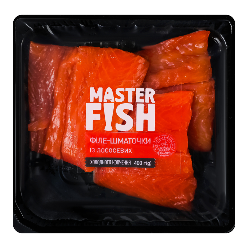 Філе-шматочки із лососевих Master Fish х/к 1с лоток