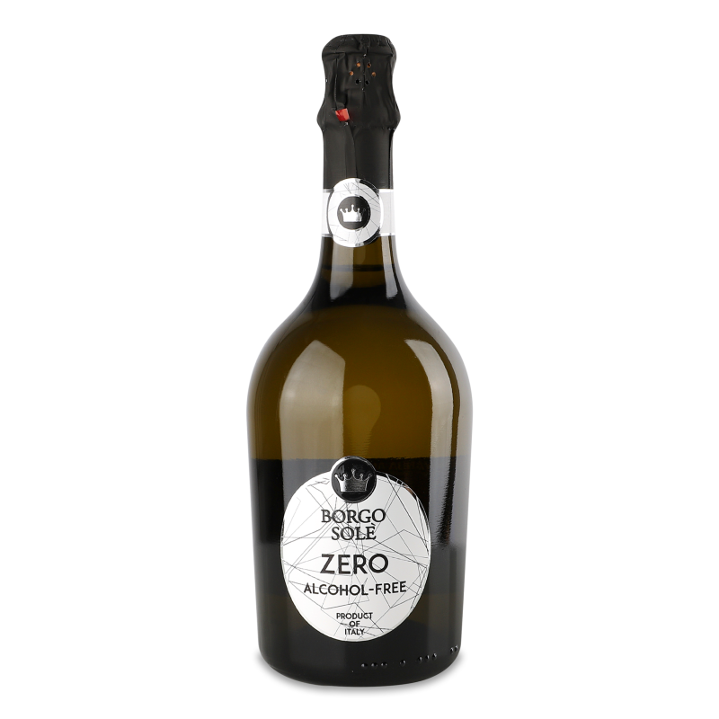 Вино ігристе безалкогольне Zero біле н/сухе 0,05% 0,75л Borgo Sole