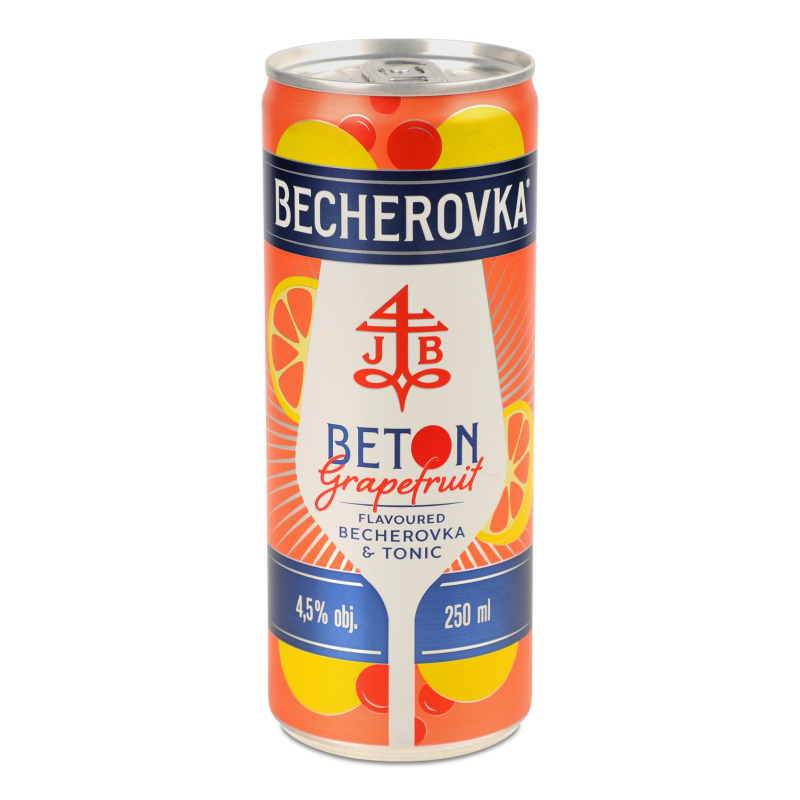 Напій слабоалкогольний Beton Grapefruit газований 4,5% 250мл ж/б Becherovka