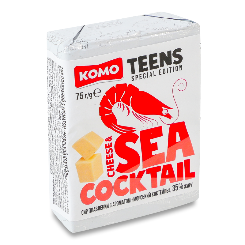 Сир плавлений Teens з ароматом Морський коктейль 35% 75г Комо