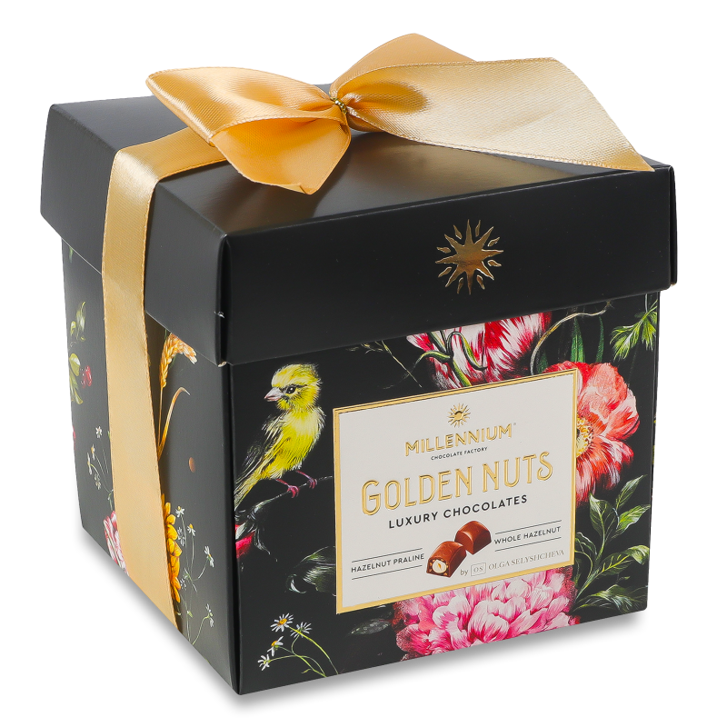 Цукерки Golden Nut з начинкою та цілими горіхами 150г Millennium