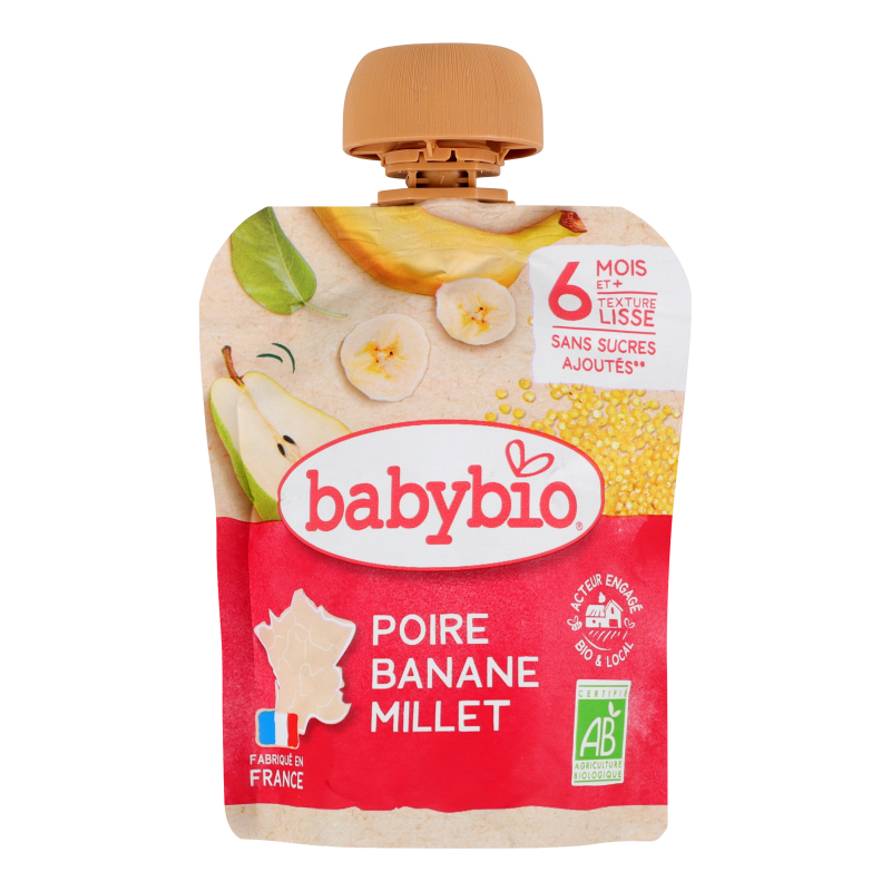Пюре для дітей від 6міс з груші банану та пшона органічне Babybio д/п