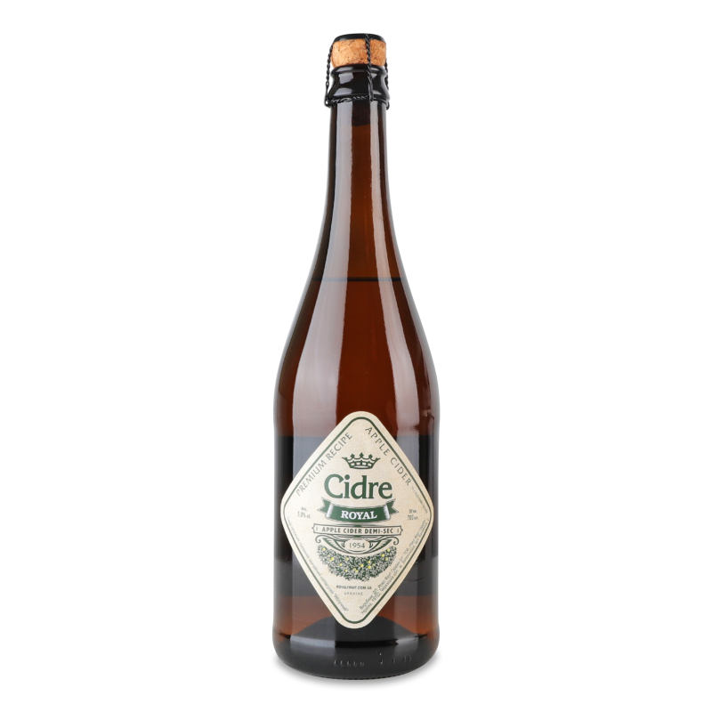 Сидр Яблучний н/сухий газований 5% 0,7л скло Cidre Royal
