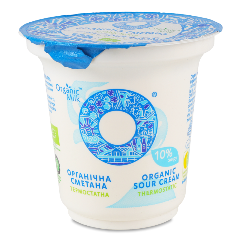 Сметана Органічна термостатна 10% 250г стакан Organic Milk