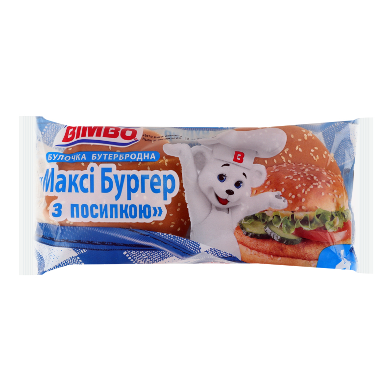Булочка бутербродна Максі Бургер з посипкою Bimbo м/у 4х