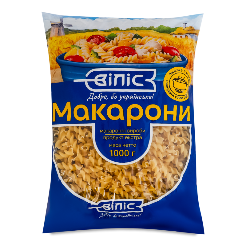 Вироби макаронні Спіральки 1кг п/е Віліс