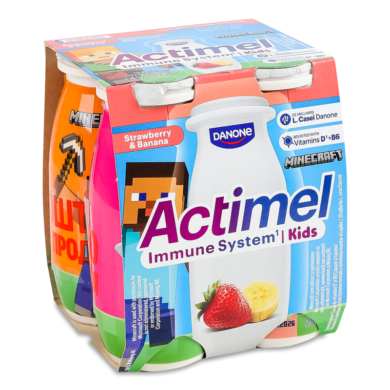 Продукт кисломолочний Полуниця-банан 1,4% 4*100г пет Actimel